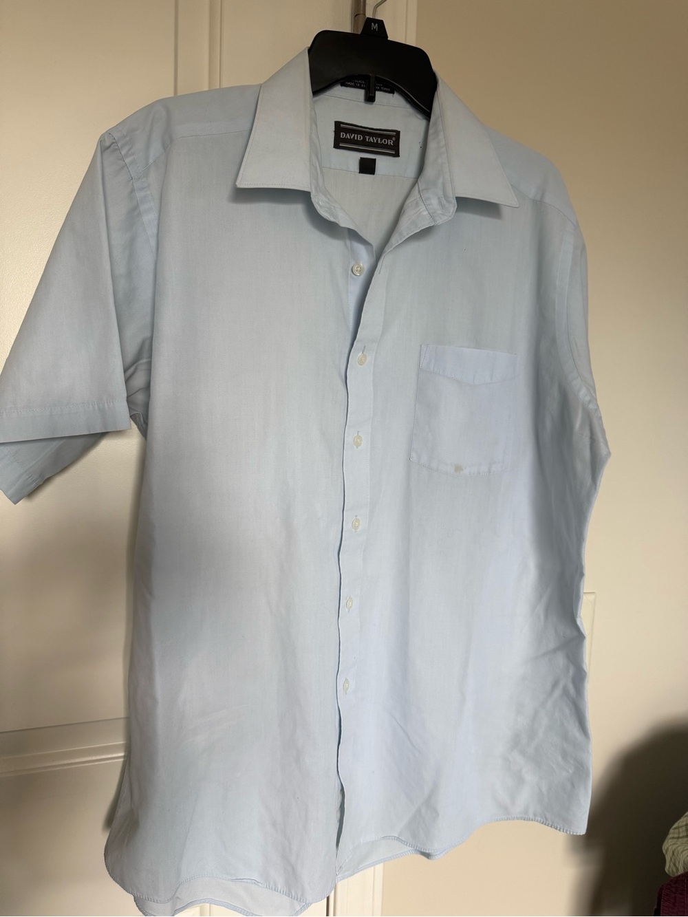 David Taylor Pale Blue Short-Sleeve Button-Down Shirt